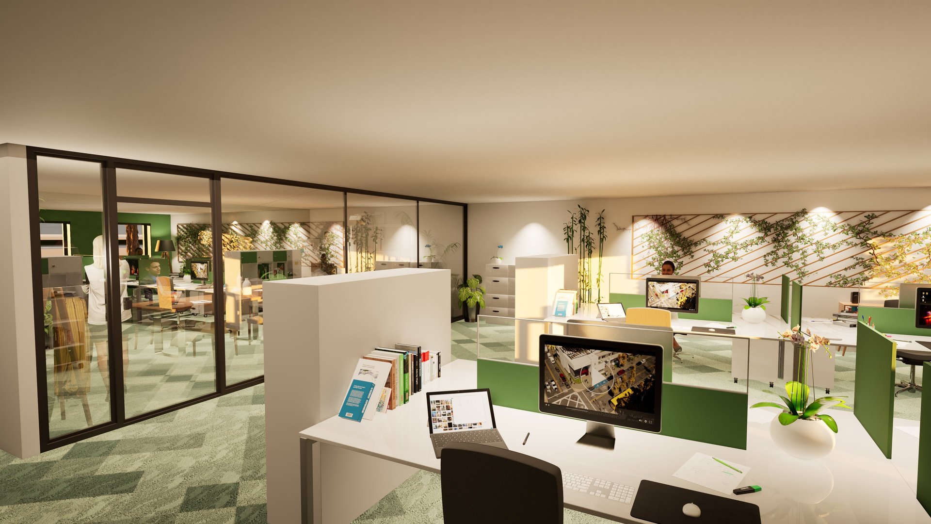 Glazed partition offices