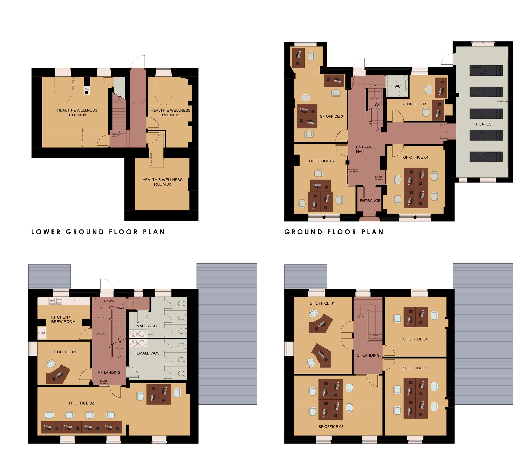 76 Whalley Road floor plans — lower ground, ground, first and second floors